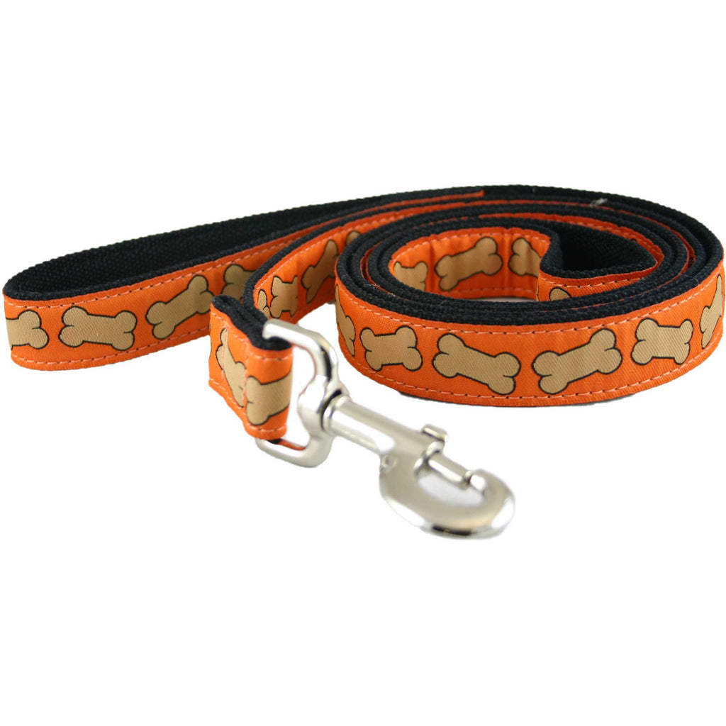 Hemp Dog Leash 4' Orange Bones