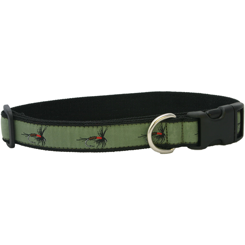 Hemp Dog Collar Olive Fly