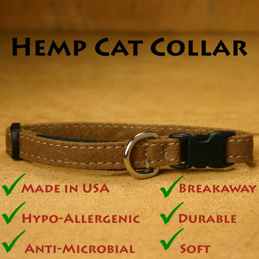 Hemp Cat Collar Bronze with description