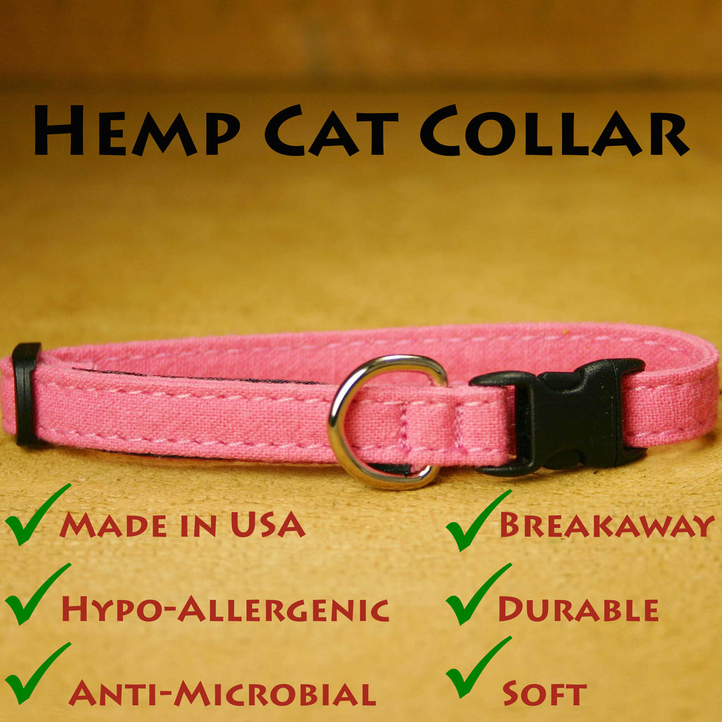 Hemp Cat Collar PInk with description