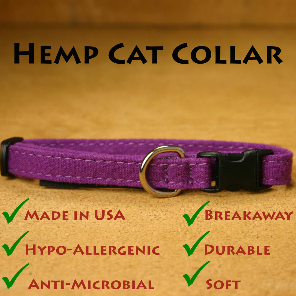 Hemp Cat Collar Plum with description