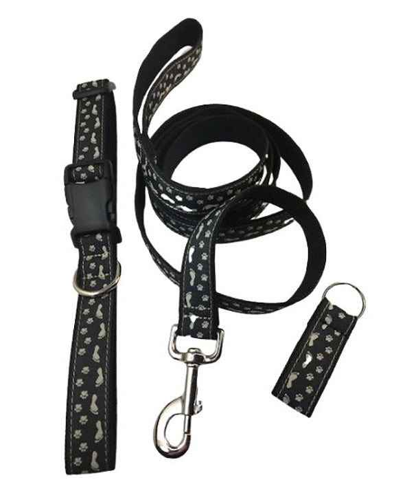 Hemp Collar, Leash, Keychain Combo BFF Black