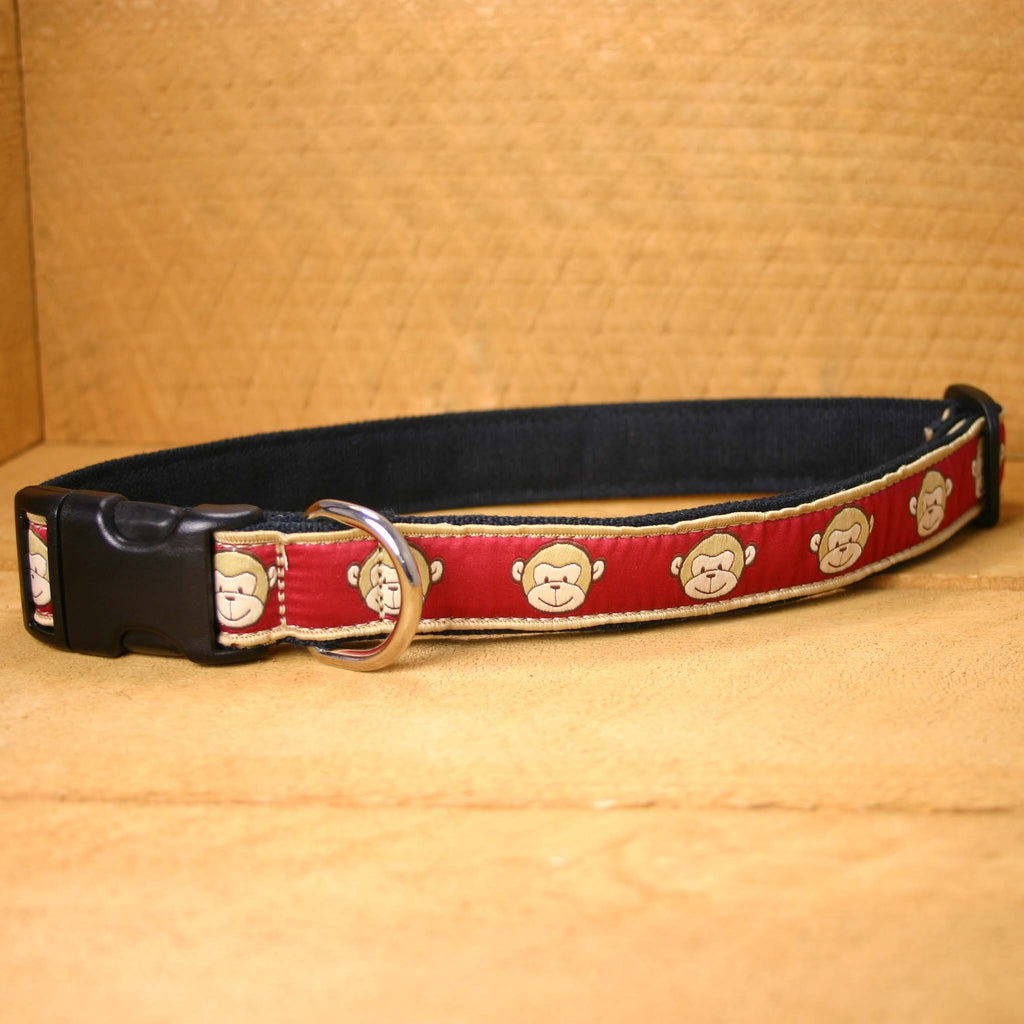 Hemp Dog Collar Garnet Monkey