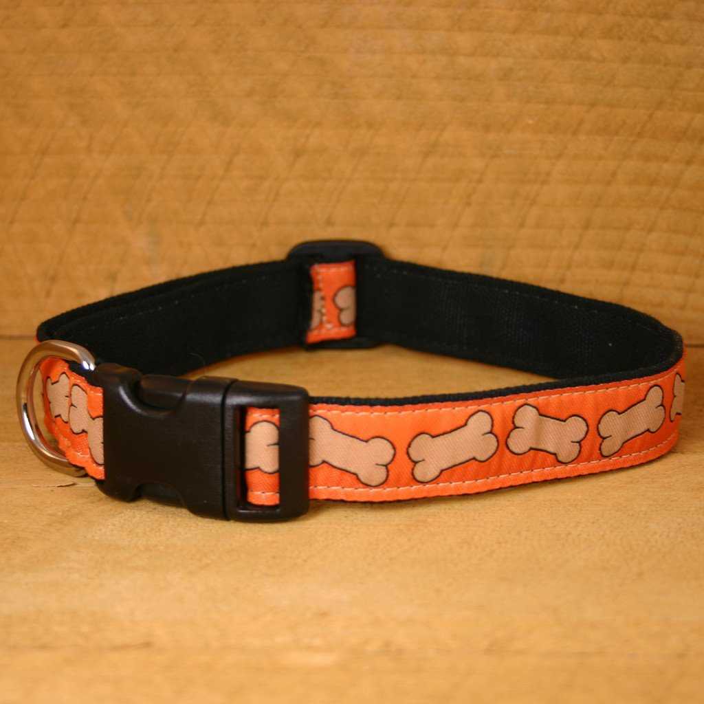 Hemp Dog Collar Orange Bones