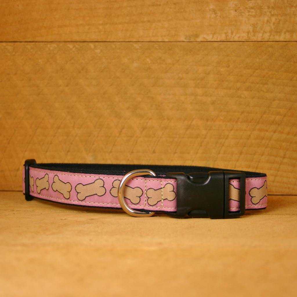 Hemp Dog Collar Pink Bones