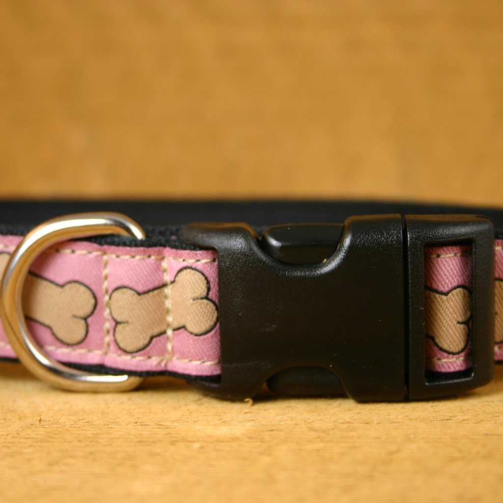 Hemp Dog Collar Pink Bones