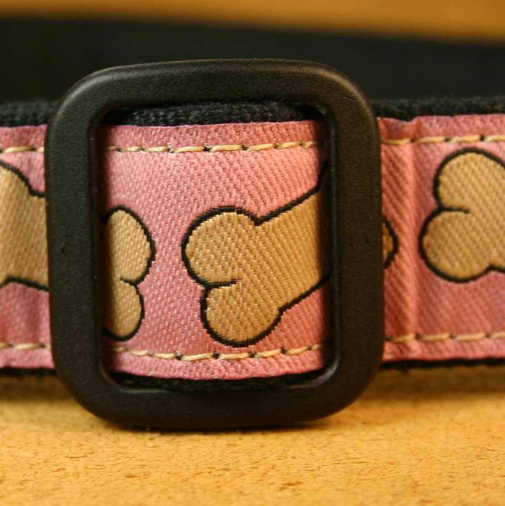 Hemp Dog Collar Pink Bones