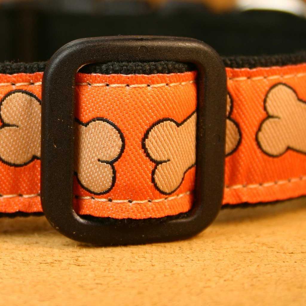 Hemp Dog Collar Orange Bones