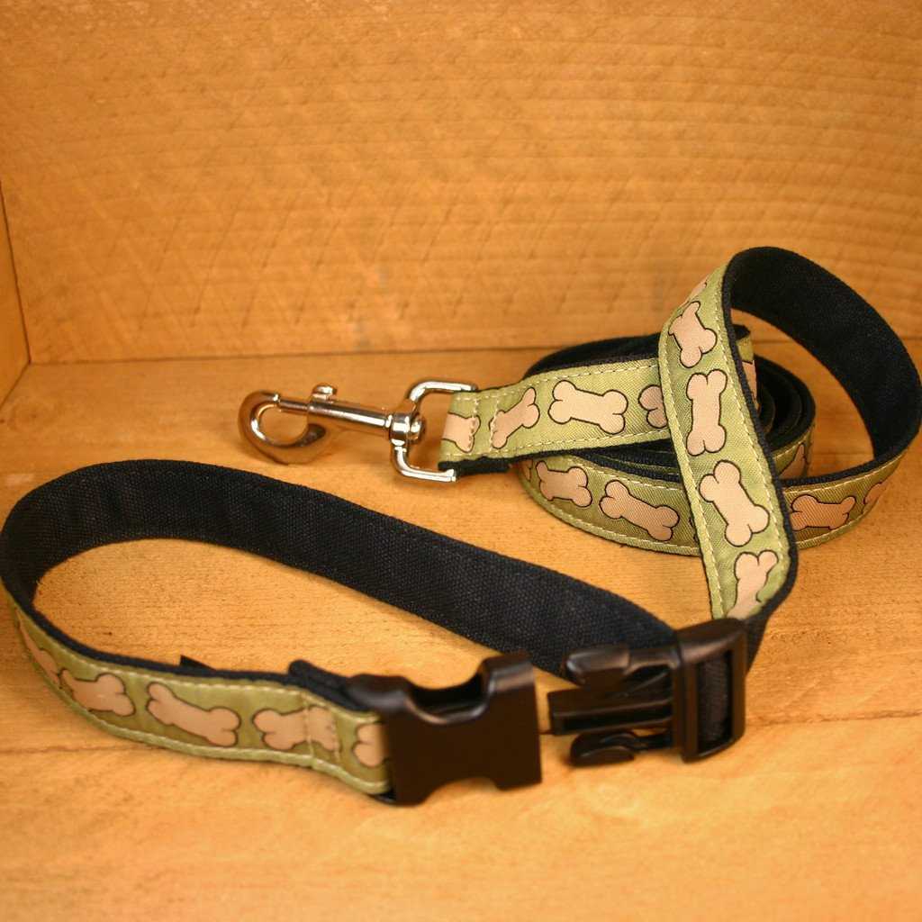 Hemp Dog Leash Pistachio Bones 6' ClicknGo