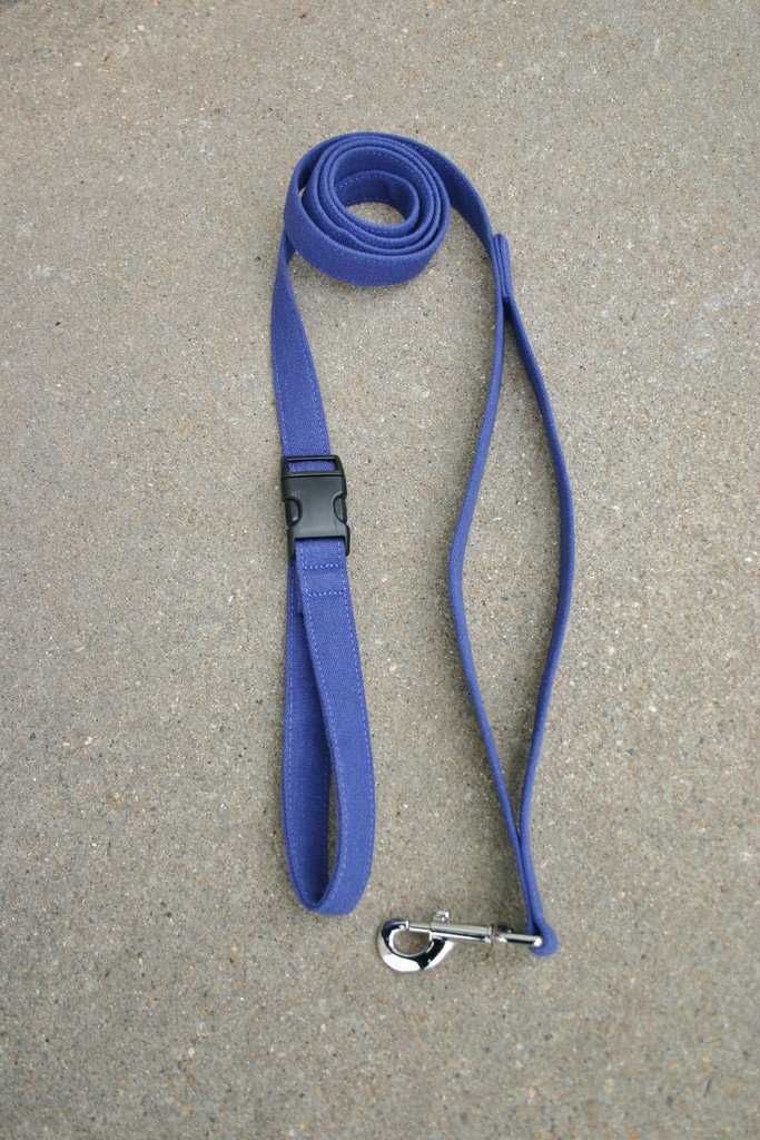 Hemp Dog Leash 6'Blue Basic Canvas City Clicker