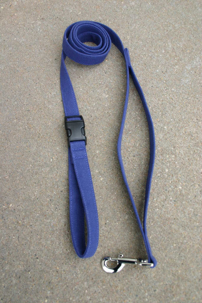 Hemp Dog Leash 10' Basic Blue Canvas with clasp and control loop