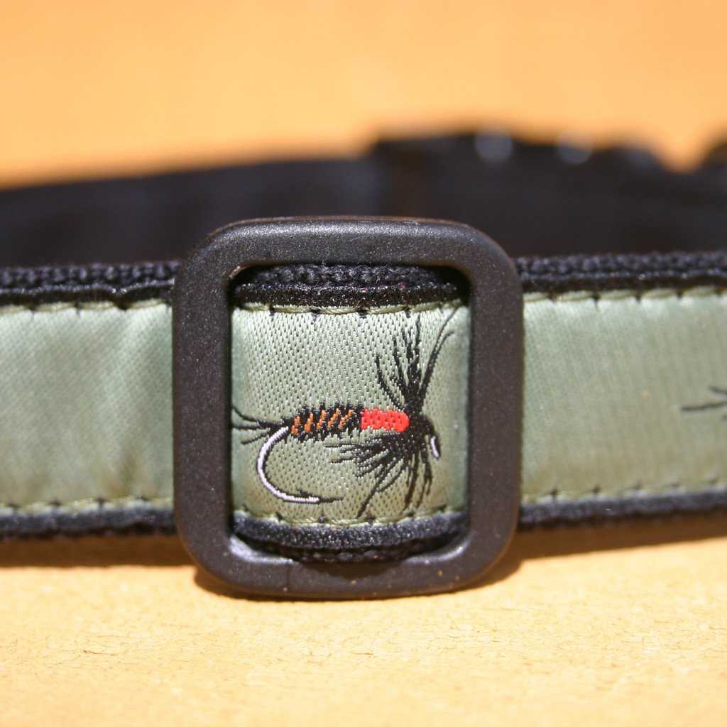 Hemp Dog Collar Olive Fly