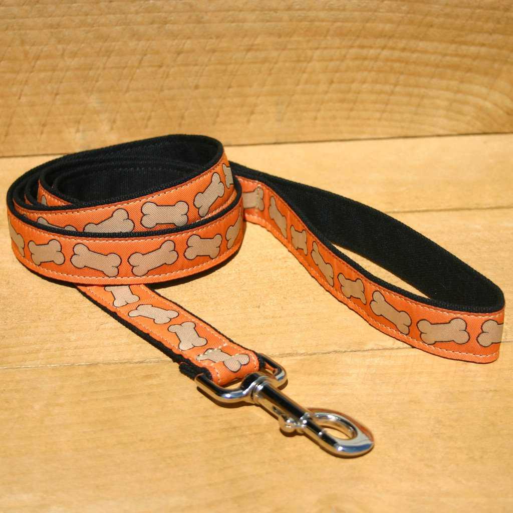 Hemp Dog Leash 6' Orange Bones