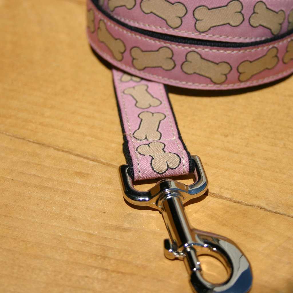 Hemp Dog Leash Pink Bones