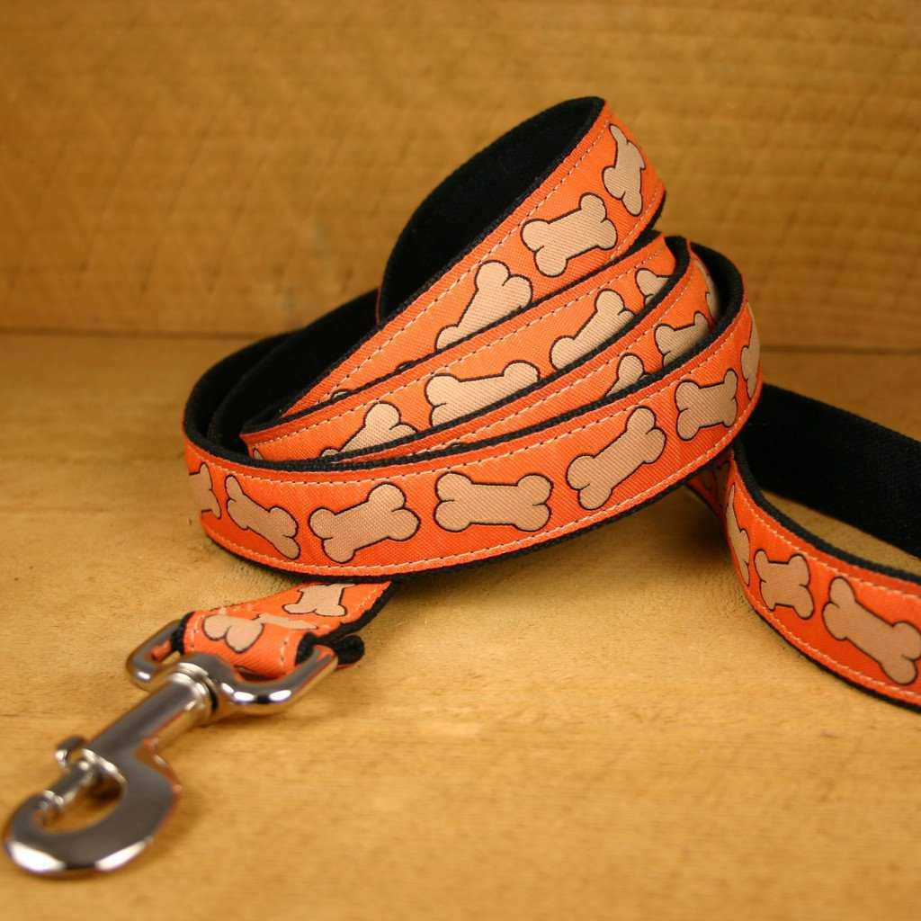 Hemp Dog Leash 6' Orange Bones