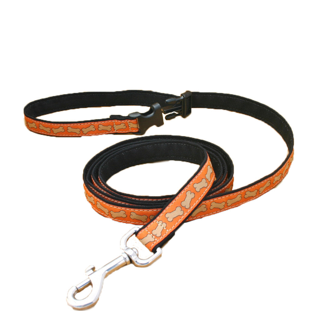 Hemp Orange Bones ClickNGo Leash