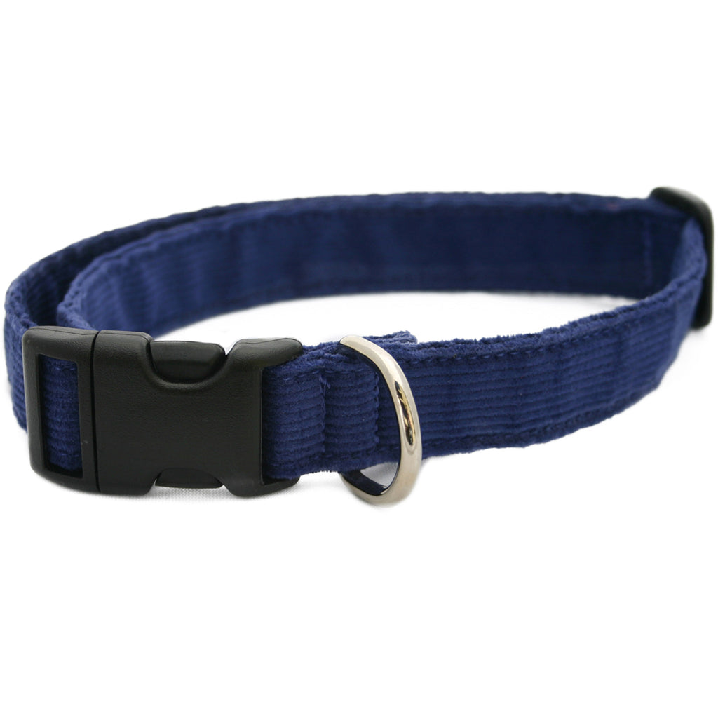 Blue Corduroy Hemp Dog Collar