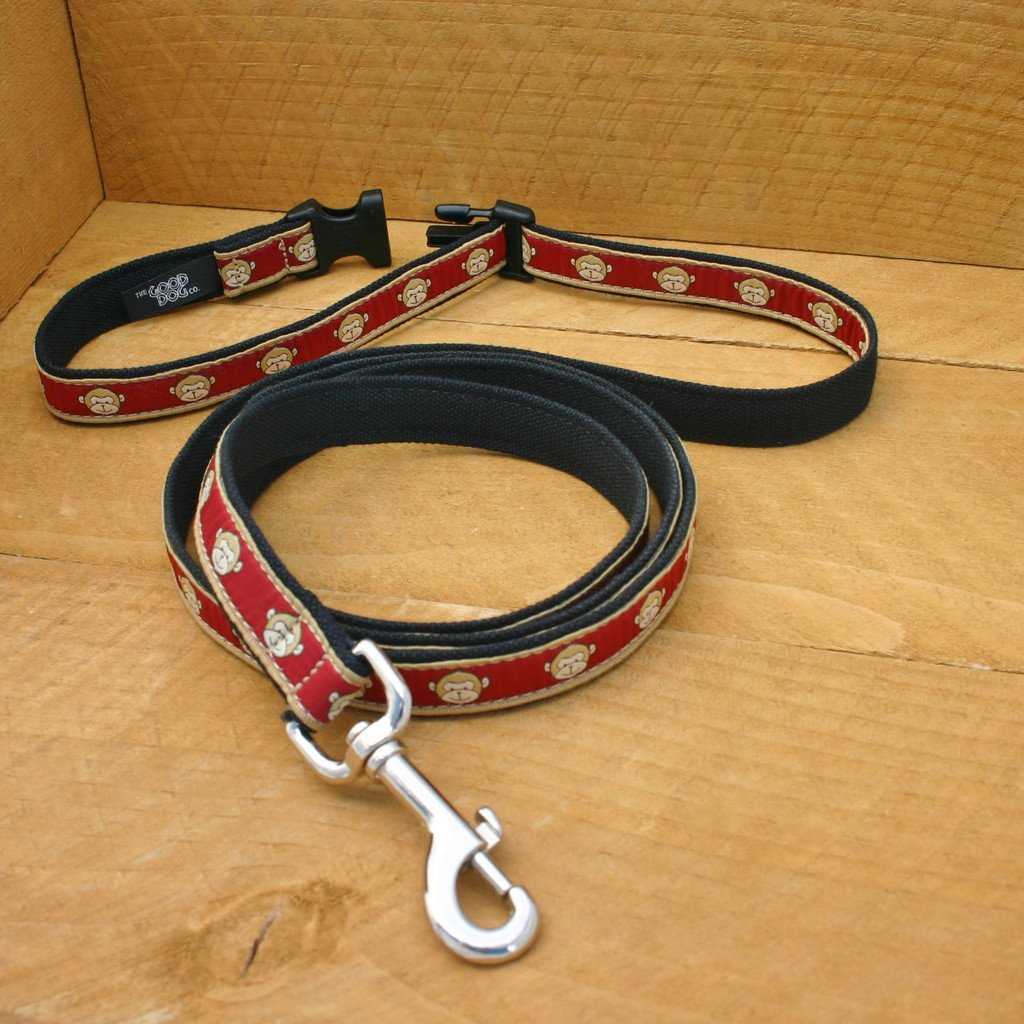 Hemp Dog Leash 6' Garnet Monkey ClickNGo