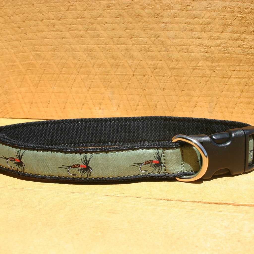 Hemp Dog Collar Olive Fly