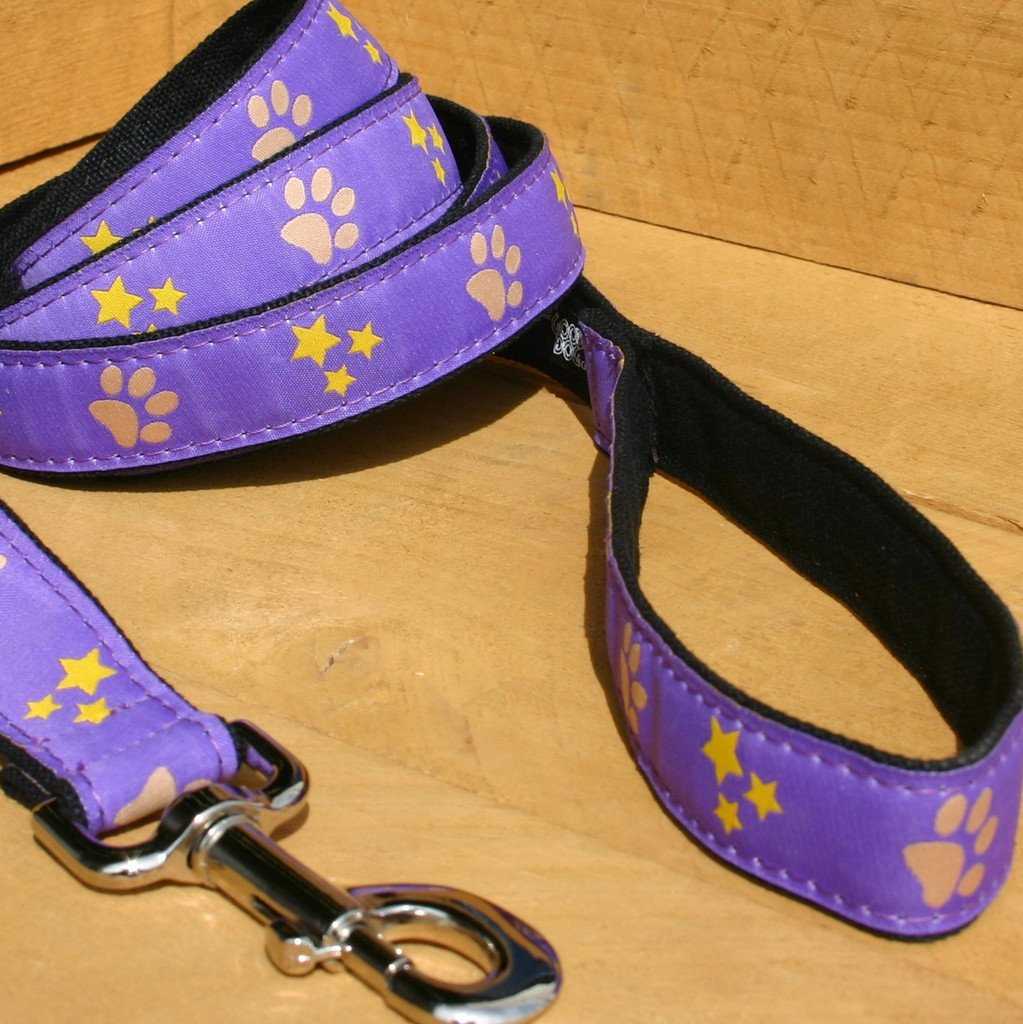 Hemp Dog Leash 6' Paws and Stars